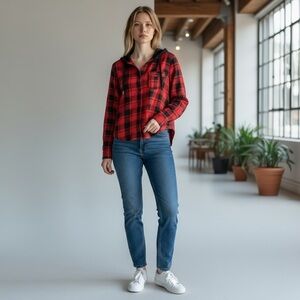 No Boundaries Women's Plaid Shirt size GIRLS XL (15-17) Great condition